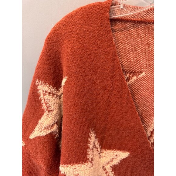 Talulah Star Pattern Textured Button Up Cardigan With Pockets Womens Size Large - Picture 2 of 8